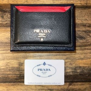 PRADA red and black leather cardholder wallet